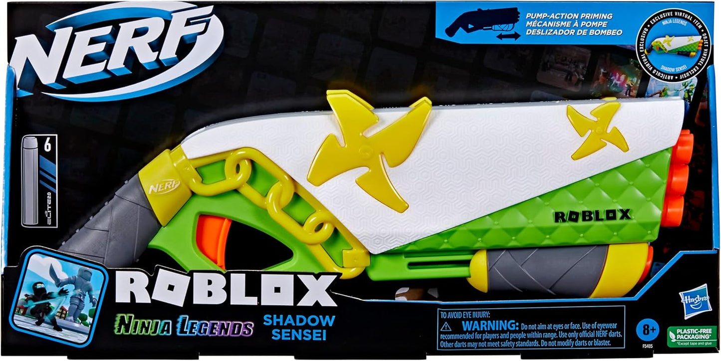 Nerf Roblox Ninja Legend Shadow Sensei Blaster Pump Action Toy Gun 6 Darts