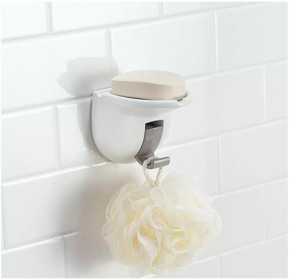 Moen Bath Safety Suction Soap Dish Holder Hook Loofah Shower Wall Glass LR2315W