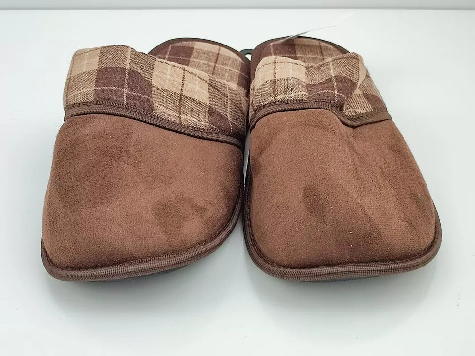Set of 2 Pairs Indoor Slippers Brown Slip On Size L Large Warm Soft Wool Blend
