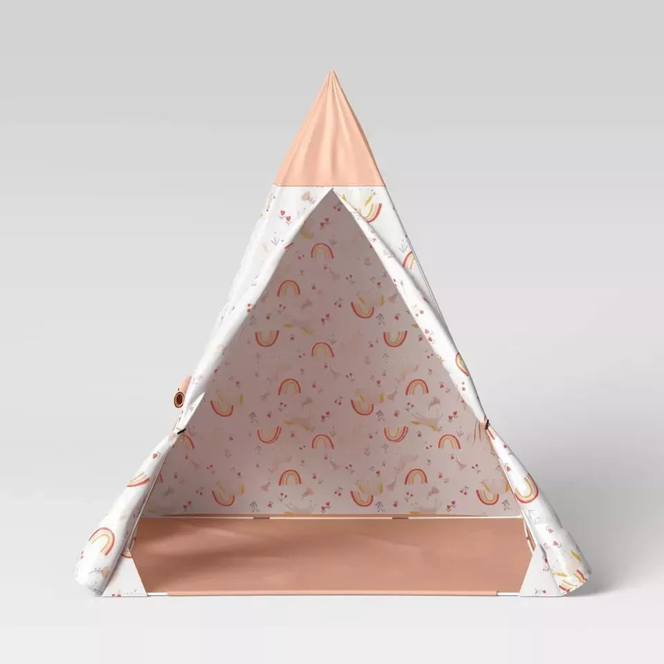 PillowFort Kids Play Indoor Tent Teepee Nook Pink Unicorn Rainbow + carrying bag