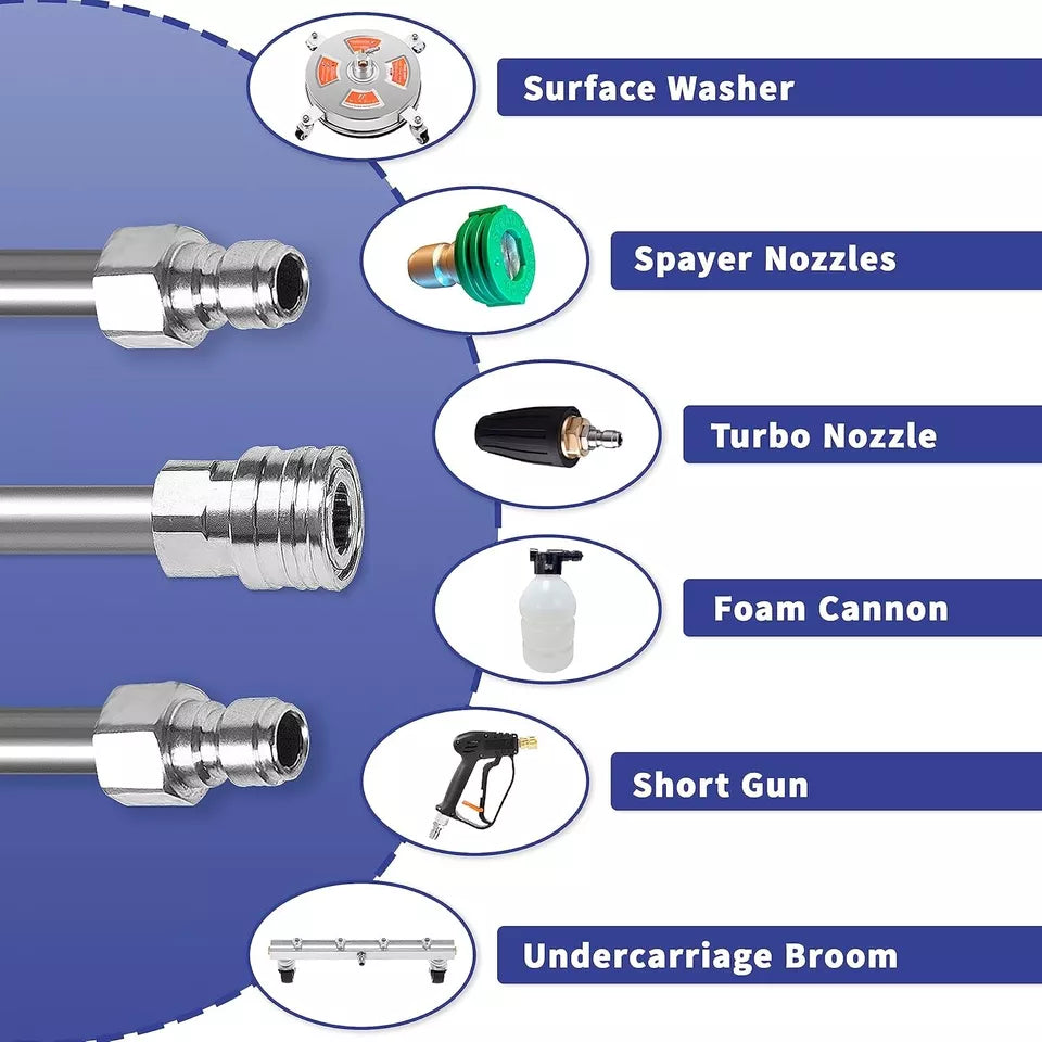 Pressure Washer Wand Extension 60" Long Stainless 1/4" Quick Connect Hookup Pack of 2