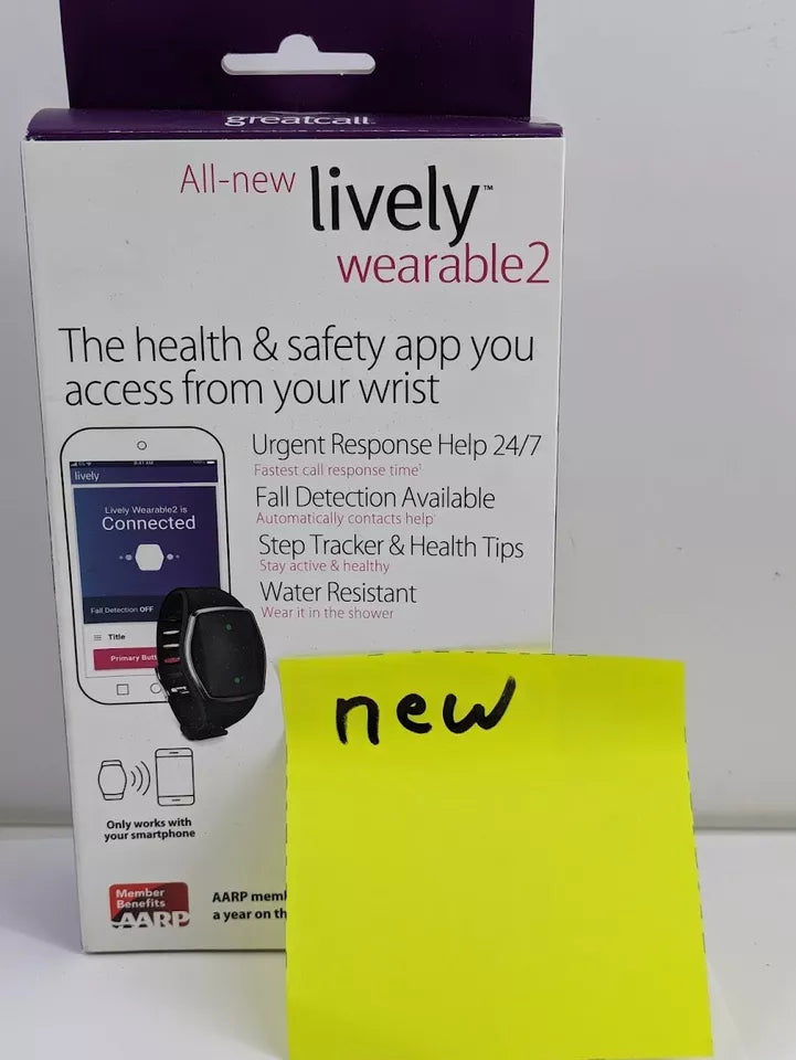 Lively Wearable2 Mobile Medical Alert Plus Step Tracker Fall Detector Black