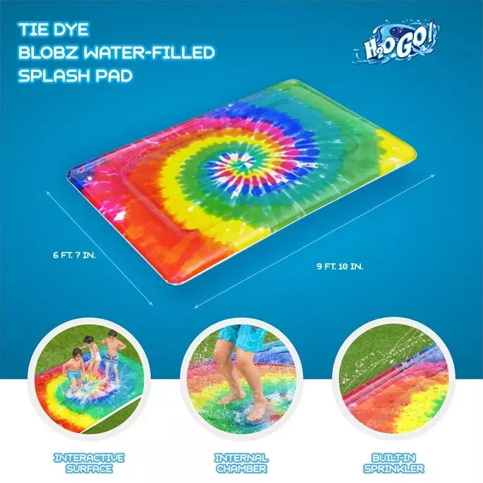 Bestway H2OGO! Tie Dye Blobz Water-Filled Splash Pad, 9’ 10” x 6' 7" Ages 3+
