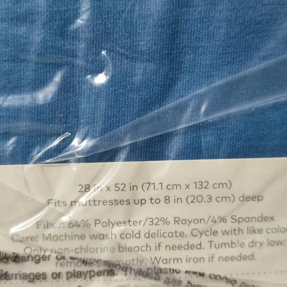 Cloud Island Crib Fitted Sheet 8in deep Elastic Bergen Periwinkle Blue Polyester