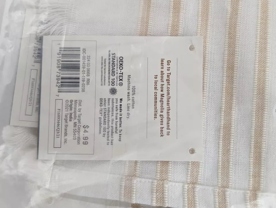 Hearth & Hand Magnolia Placemat Tick Stripe Pattern Table Setting Gold (6 pc box)