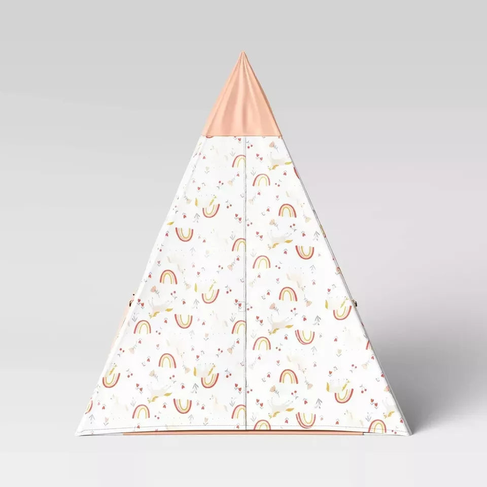 PillowFort Kids Play Indoor Tent Teepee Nook Pink Unicorn Rainbow + carrying bag