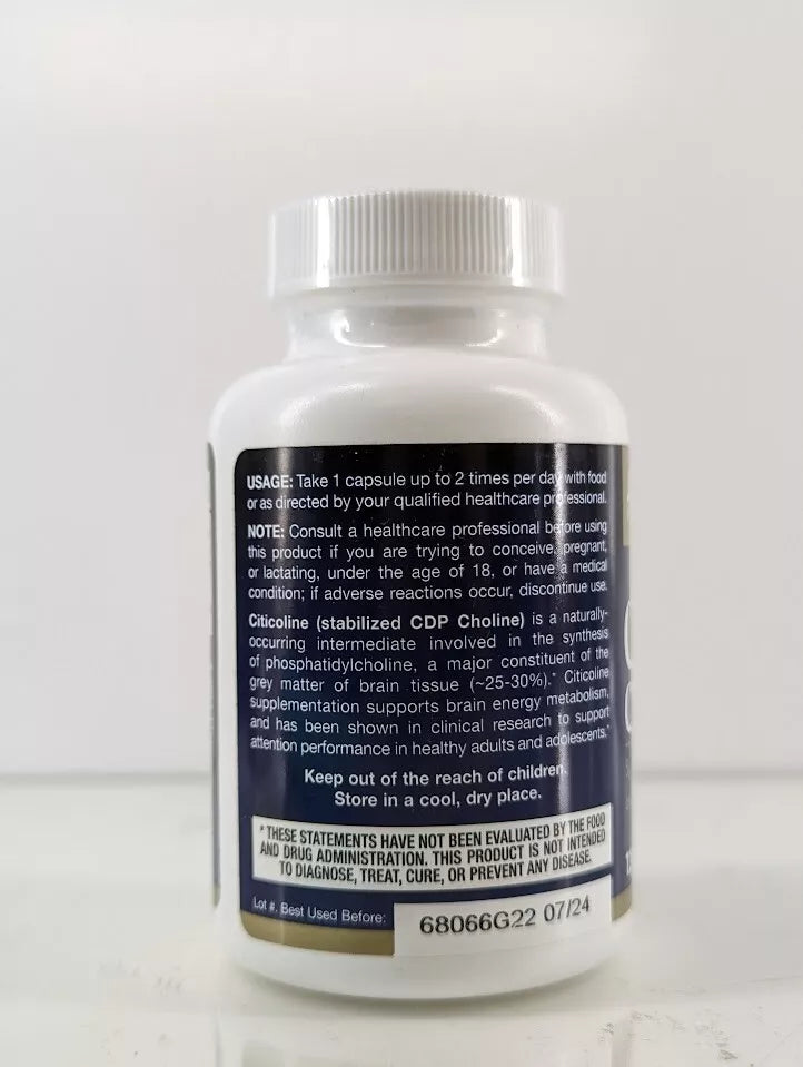 Jarrow Formulas Citicoline CDP Choline 250 mg 120 Capsules EXP 7/24 For Brain