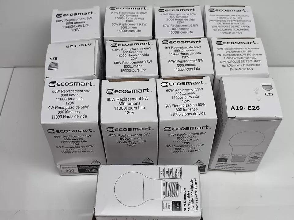 Ecosmart 60W Replacement 9W Bulb 800 Lumens 11,000 Hours Life 120V Lot of 13