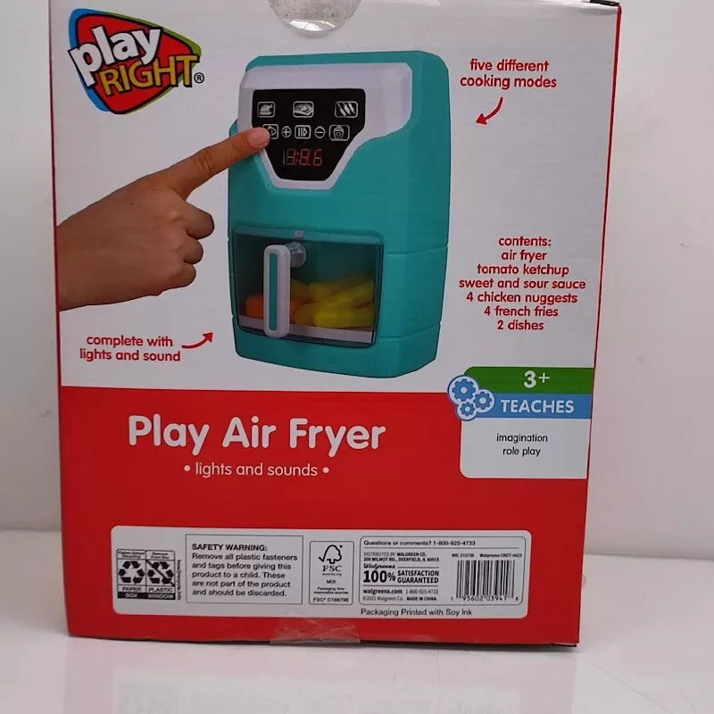 Play Right Kitchen Play Toys Light and Sound Air Fyer Chef Pretend 13 Pcs. 3+