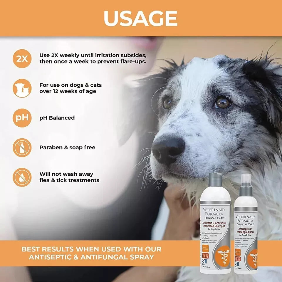 Veterinary Formula Clinical Coat Care Antiseptic Antifungal Shampoo Dogs Cat 8oz