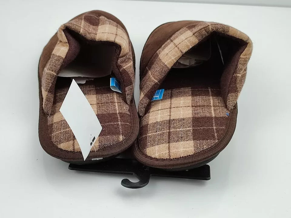 Set of 2 Pairs Indoor Slippers Brown Slip On Size L Large Warm Soft Wool Blend