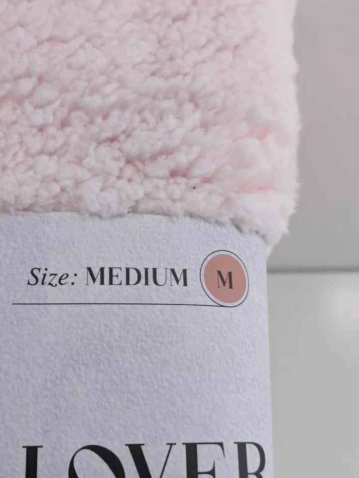 Women's Long Sleeve Zip Faux Sherpa Pullover Sleep Top Baby Pink Super Soft MEDIUM