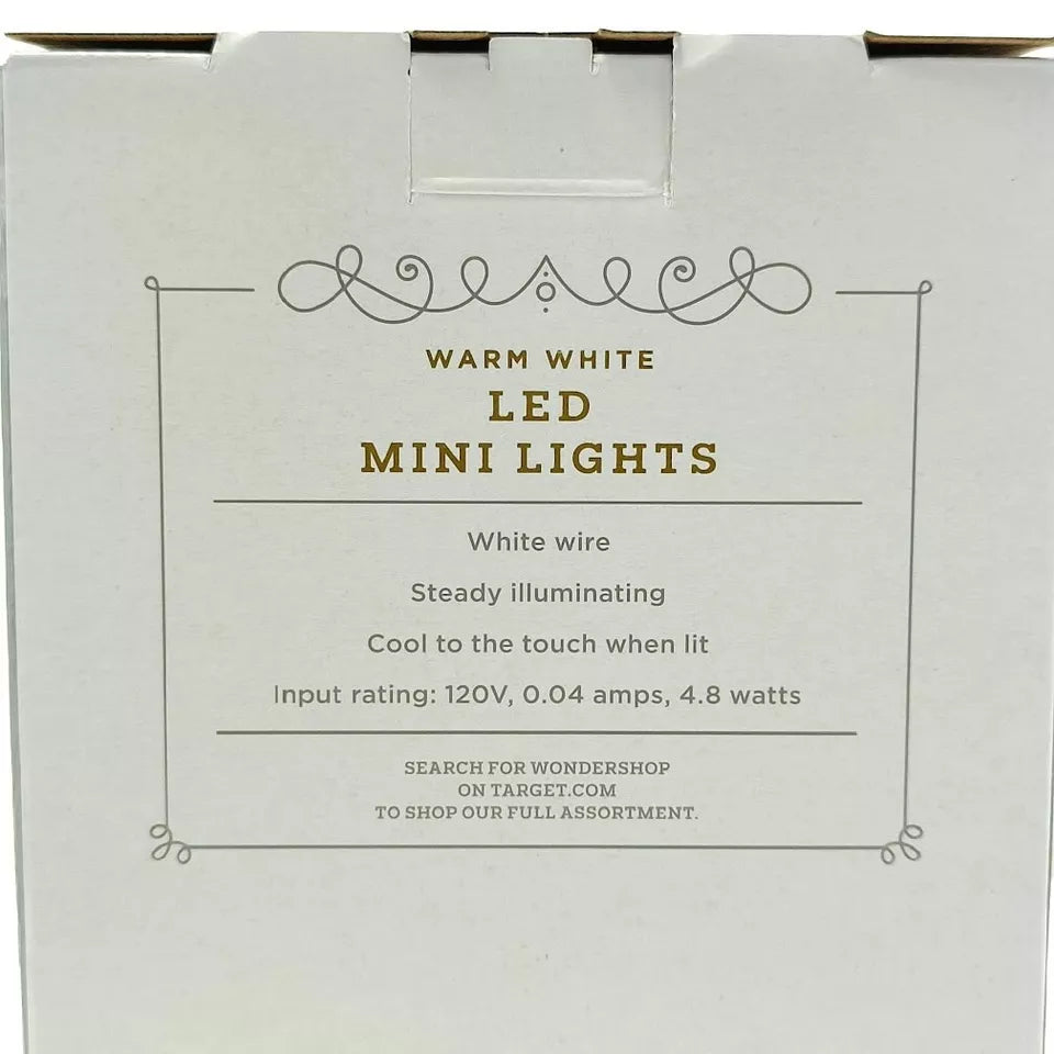 Wondershop Philips 60 LED Mini Christmas String Lights Warm White Wire 19.5 ft