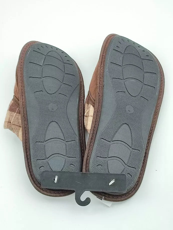 Set of 2 Pairs Indoor Slippers Brown Slip On Size L Large Warm Soft Wool Blend