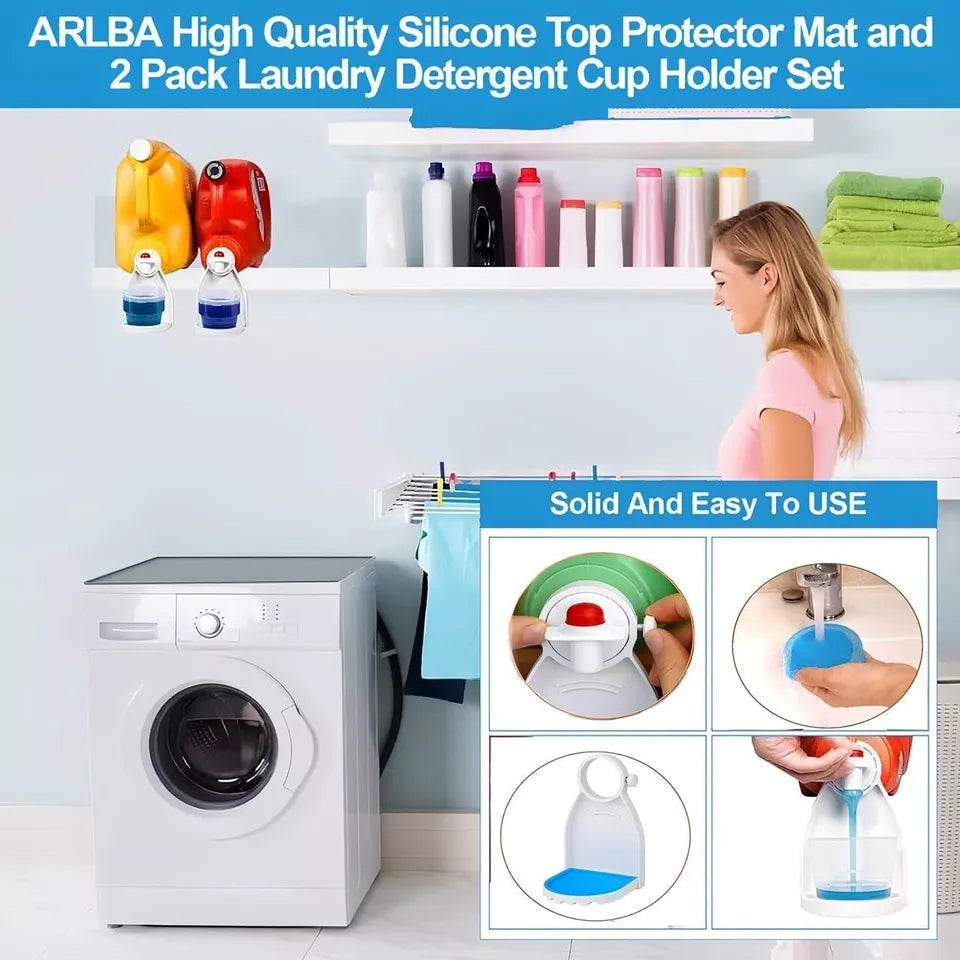 Washer and Dryer Covers 23.6''x 23.6'' Silicone Top Protector Mat Waterproof