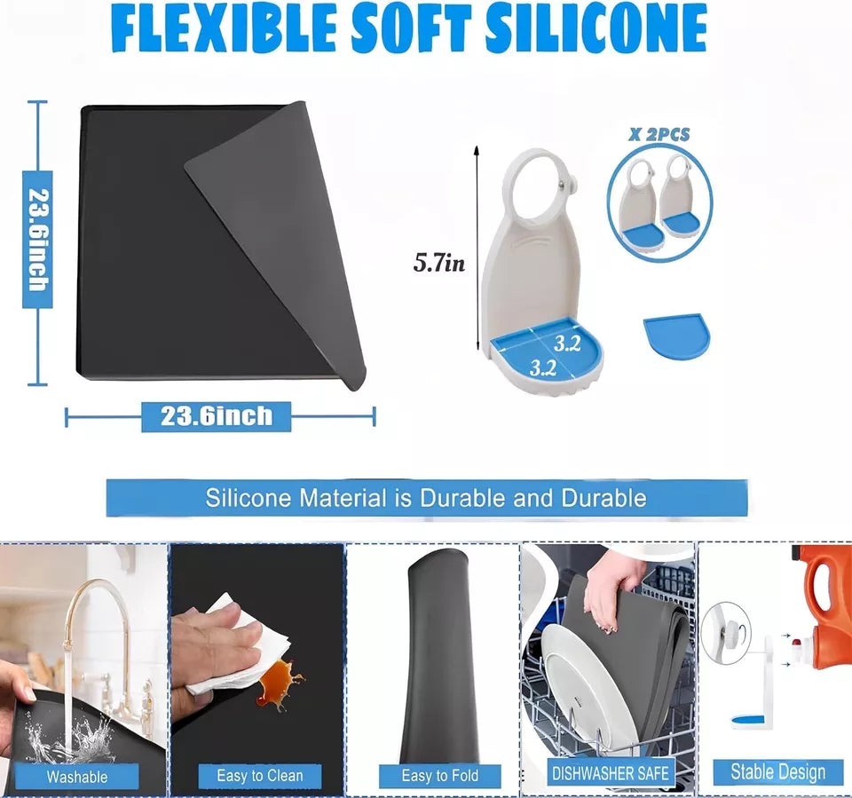 Washer and Dryer Covers 23.6''x 23.6'' Silicone Top Protector Mat Waterproof