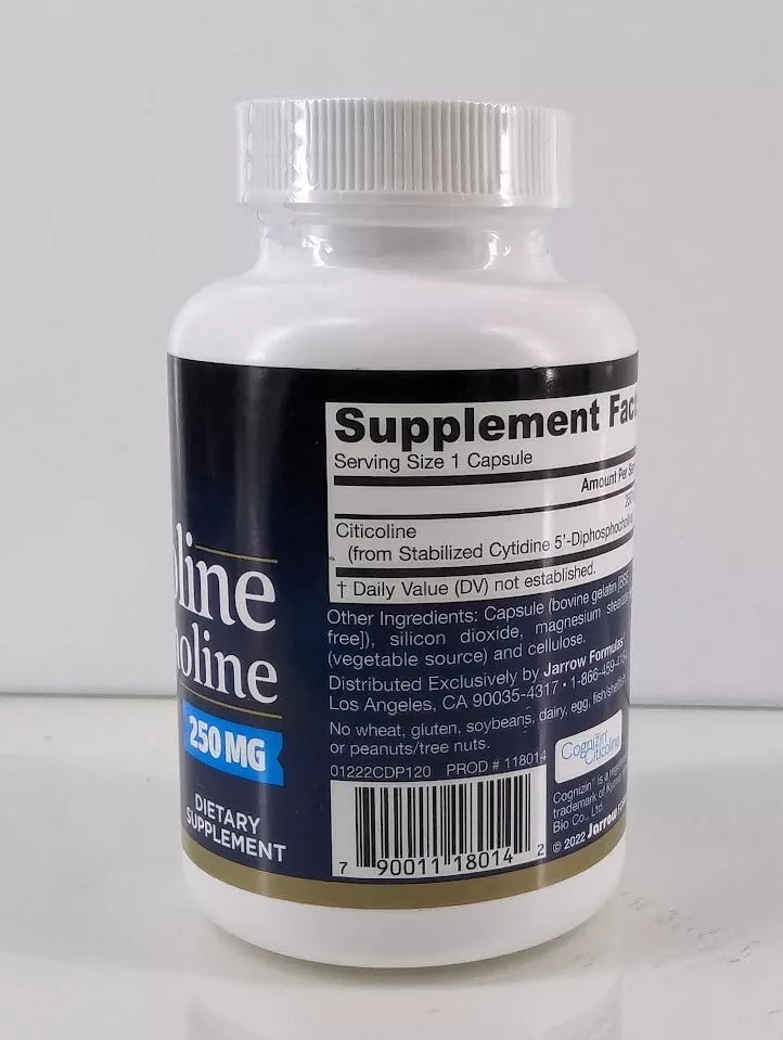 Jarrow Formulas Citicoline CDP Choline 250 mg 120 Capsules EXP 7/24 For Brain