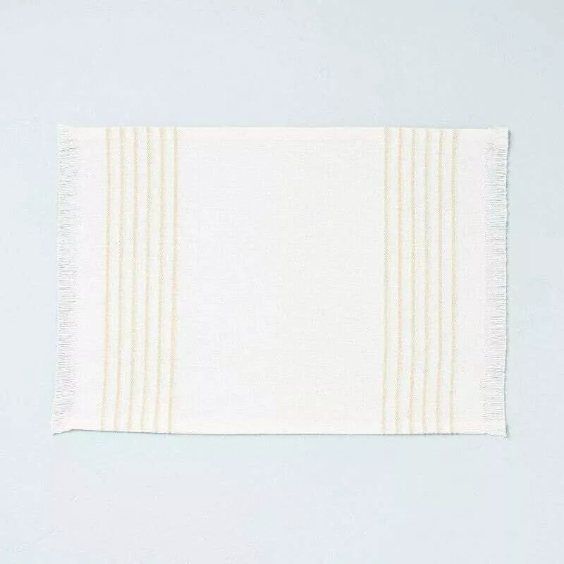 Hearth & Hand Magnolia Placemat Tick Stripe Pattern Table Setting Gold (6 pc box)