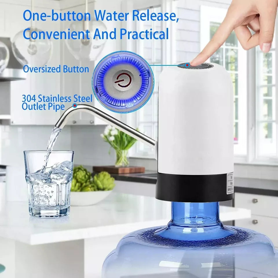 Automatic Universal Rechargeable Water Dispenser Pump USB Power Switch White
