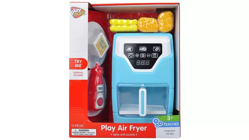 Play Right Kitchen Play Toys Light and Sound Air Fyer Chef Pretend 13 Pcs. 3+
