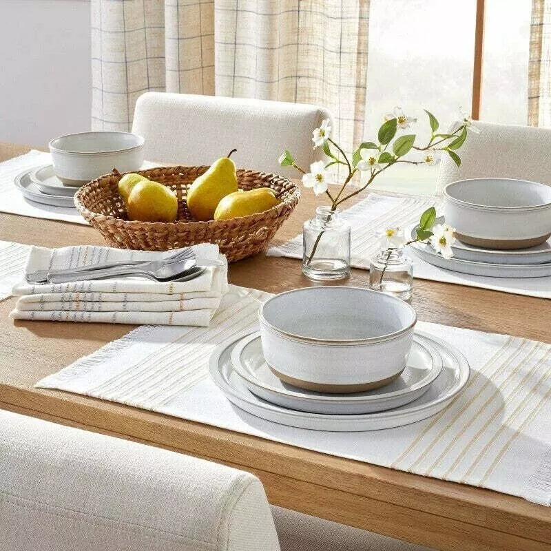 Hearth & Hand Magnolia Placemat Tick Stripe Pattern Table Setting Gold (6 pc box)