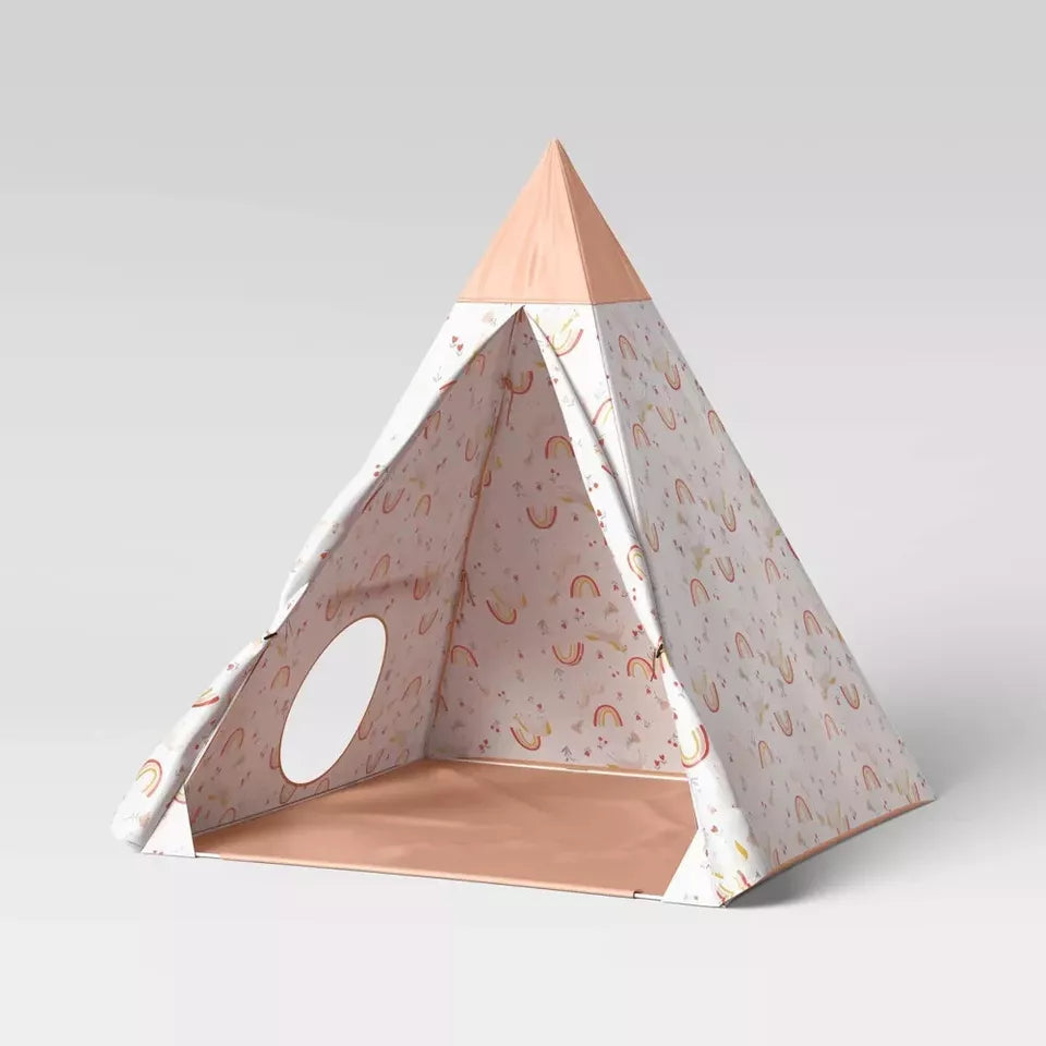 PillowFort Kids Play Indoor Tent Teepee Nook Pink Unicorn Rainbow + carrying bag