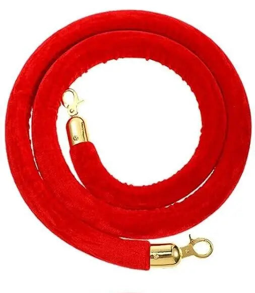 6 Foot Red Velvet Rope 1.2" Thick Crowd Control Barrier Gold Hooks Party Wedding