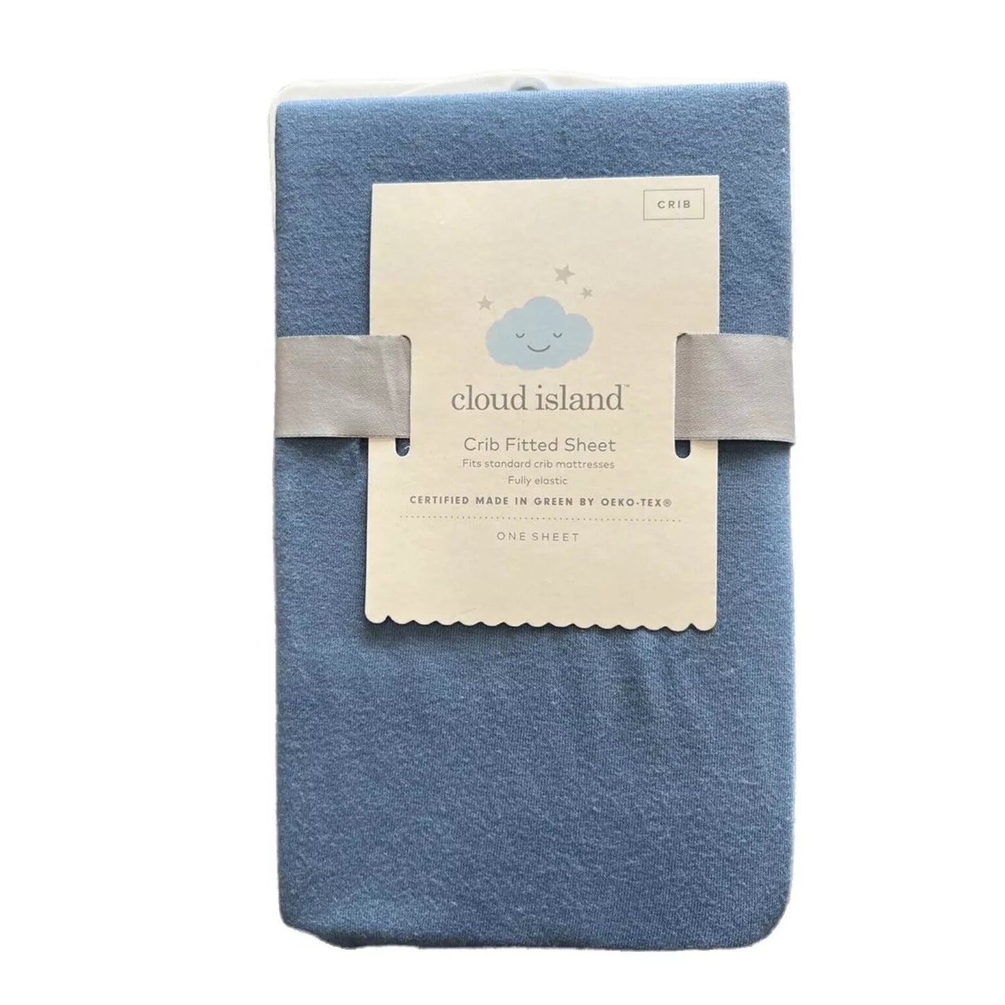 Cloud Island Crib Fitted Sheet 8in deep Elastic Bergen Periwinkle Blue Polyester