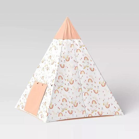 PillowFort Kids Play Indoor Tent Teepee Nook Pink Unicorn Rainbow + carrying bag