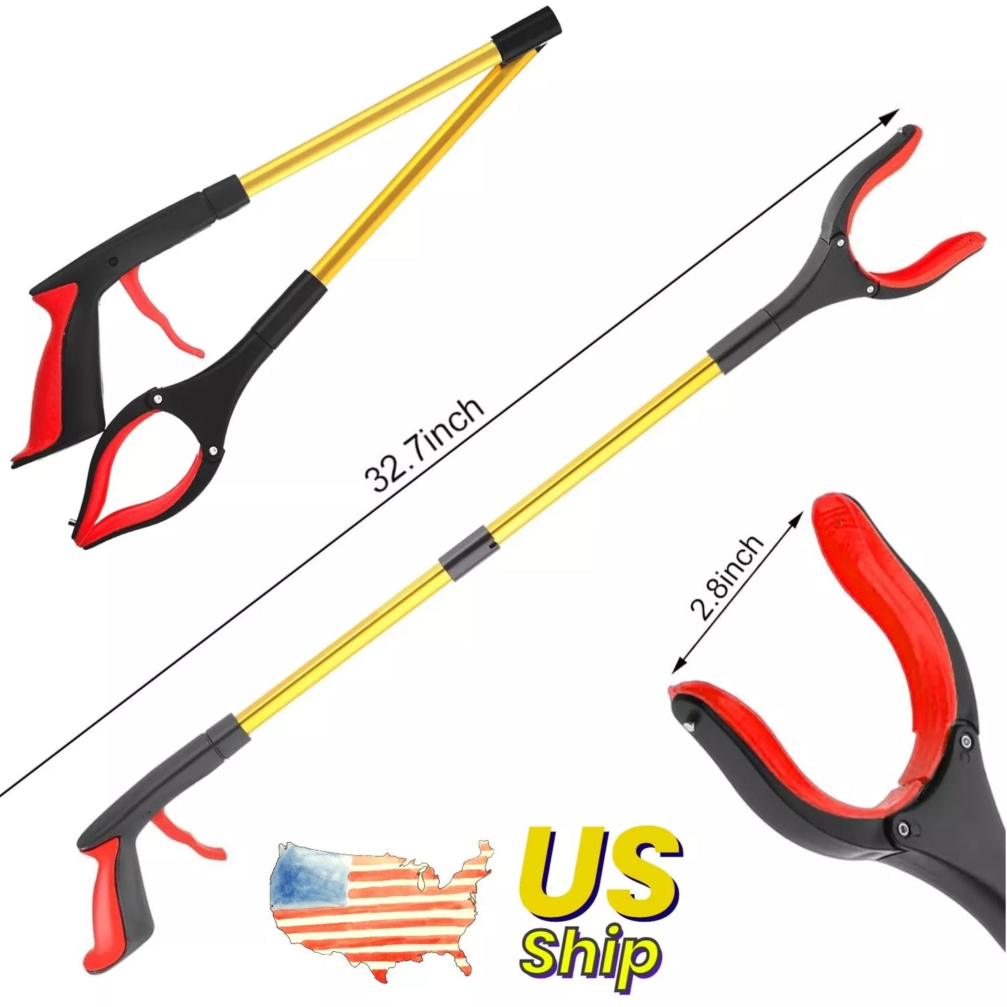 32 Inch Grabber Pick Up Stick Tool Hand Trash Reacher Folds Helps Senior Aid Extend