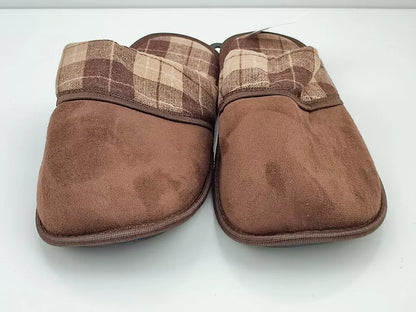 Set of 2 Pairs Indoor Slippers Brown Slip On Size L Large Warm Soft Wool Blend