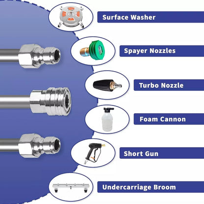 Pressure Washer Wand Extension 60" Long Stainless 1/4" Quick Connect Hookup Pack of 2