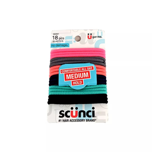 SCUNCI Elastics Neon Color 18 Hair Ties Band Ponytail (48 pcs box)