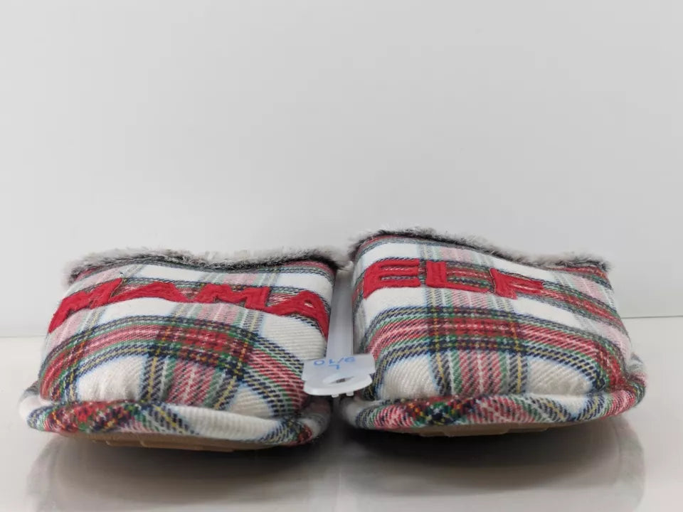 Wondershop Christmas Mama Elf Plaid Faux Fur Bedroom Slippers Size L 9/10