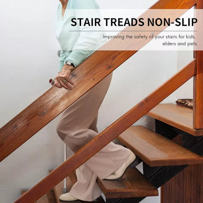 KAKICLAY 15-Piece Clear 6" x 30" PEVA Rubber Non-Slip Stairs Treads with Roller