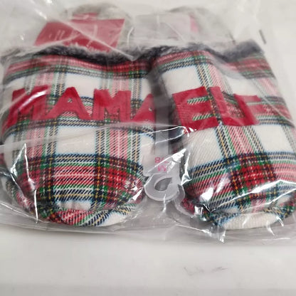 Wondershop Christmas Women's Mama Elf Slide Slippers Plaid - Size Medium (7-8)