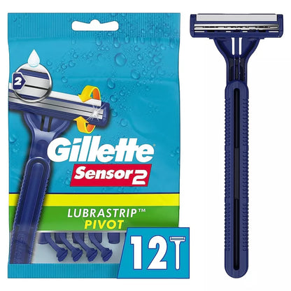 Gillette Sensor 2 Men's Disposable Razors Pivot & Lubrastrip 12 count