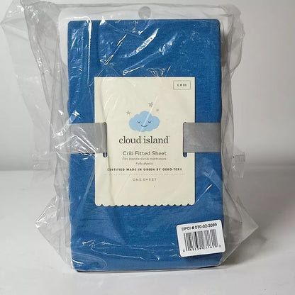 Cloud Island Crib Fitted Sheet 8in deep Elastic Bergen Periwinkle Blue Polyester