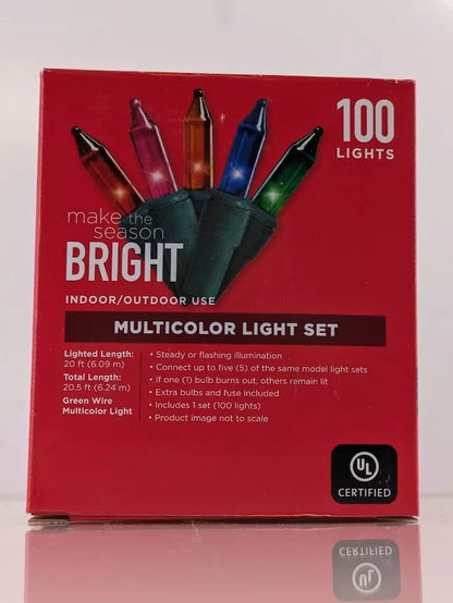 Make the Season Bright Christmas Lights 100ct Multi-Color 20 ft. Indoor Outdoor