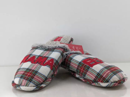 Wondershop Christmas Mama Elf Plaid Faux Fur Bedroom Slippers Size L 9/10