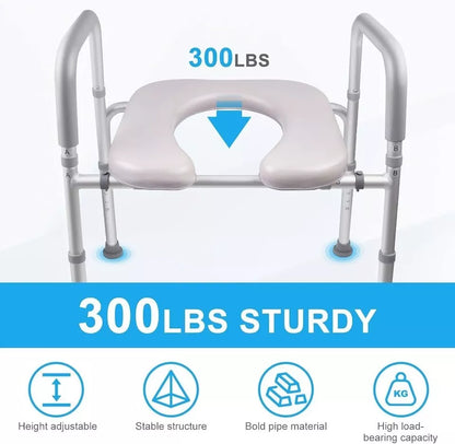 Hotodeal Toilet Seat Risers for Seniors Heavy Duty Raised Toilet Seat Hand 300lb
