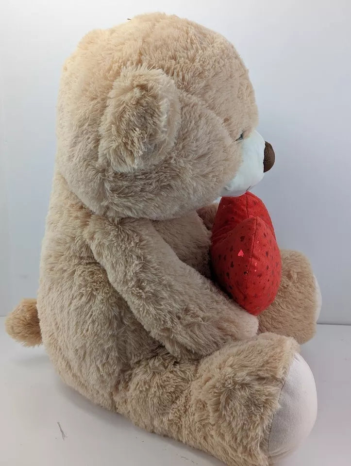 HugMe Jumbo Bear Plush Red Heart 24x20x17 Soft Large Brown Gift Valentines Day