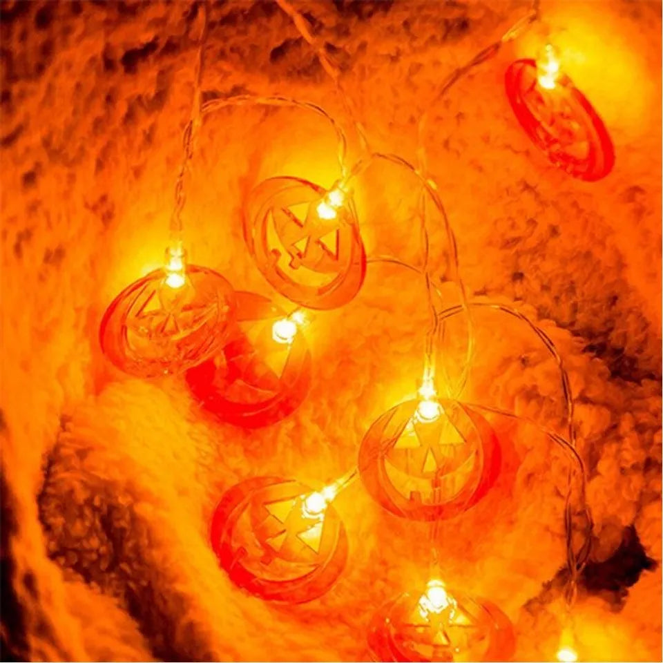 Halloween String Light 6 LED Orange Pumpkin Battery AA Portable Decoration