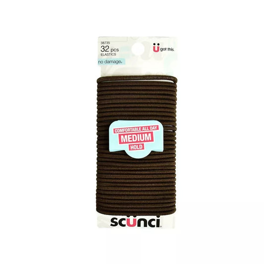 SCUNCI You Got This Elastic Brown Medium Hold Hair Ties Ponytail (32pcs case)