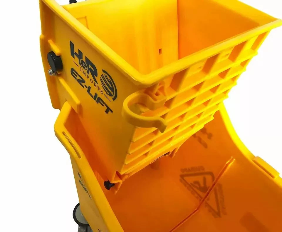 Commercial 26 Qt Mop Bucket Yellow Dual Chamber Metal Casters Wringer Separator