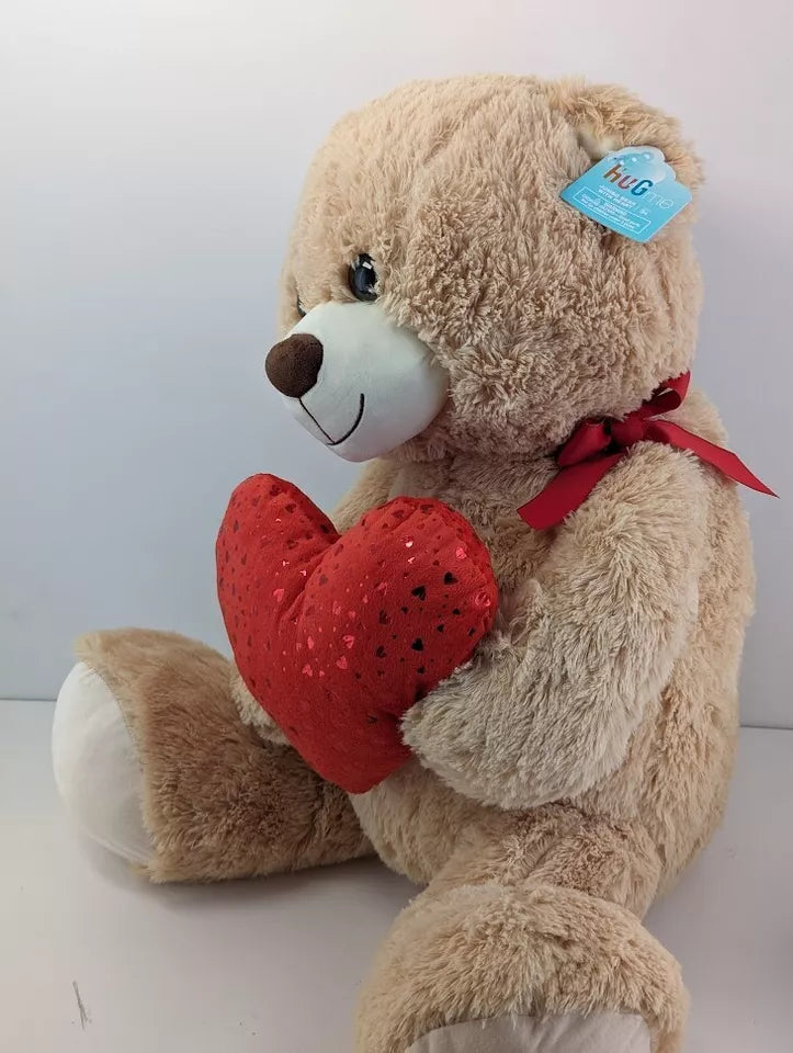 HugMe Jumbo Bear Plush Red Heart 24x20x17 Soft Large Brown Gift Valentines Day