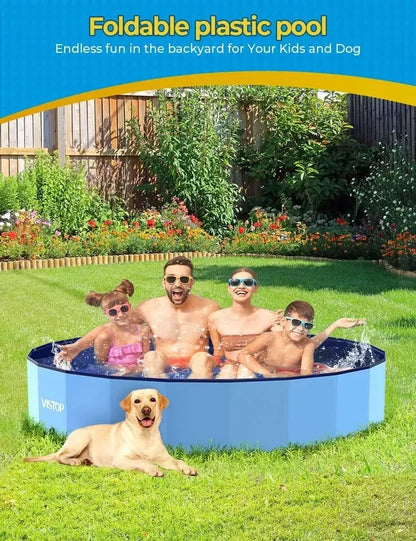 VISTOP Foldable Dog Kid Pool 87" Large Hard Plastic Shell Portable Swimming